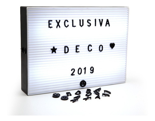 Cartel Light Box Led Pizarra Retro 30x5x22cm Letras-emojis