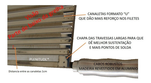 Grelha Em Inox Uruguaia Parrilha Para Churrasco 50cm Largura
