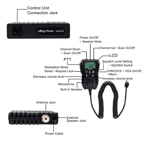 Cb Transceiver Graces Tamaño Pequeño Tono Ctcss Y Có...