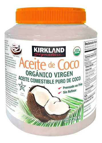 Kirkland Signature Aceite De Coco Orgánico Virgen 2.29 Kg