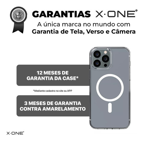 Capa Dropguard Case Pro Glitter Transparente com Magsafe X-one Para iPhone 15 Pro Max Capinha Anti Impacto Com Dna Guard Estilo E Proteção