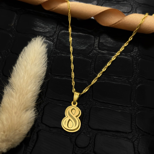 Cadena Y Dije Números Oro 18k 8 - Ocho 40 Cm