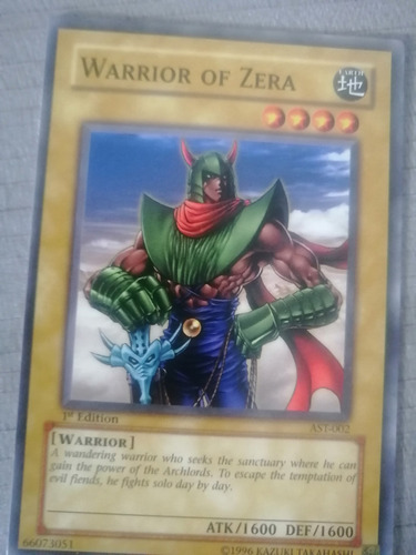 Warrior Of Zera - Carta De Yugi Oh 1996