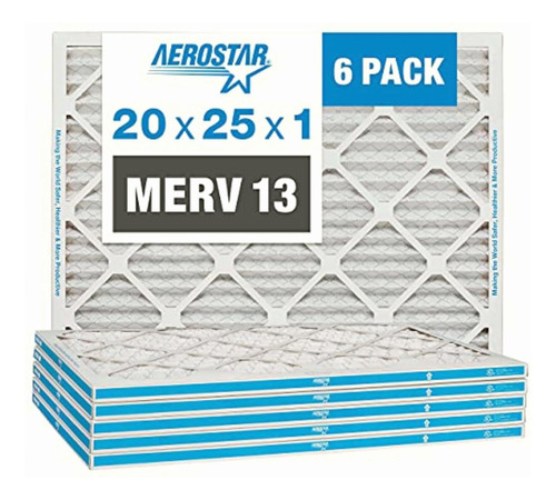 Filtro De Aire Plisado Aerostar., Merv 13, Blanco, 20x25x1