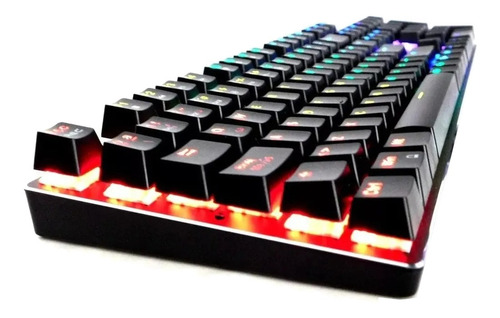 Teclado gamer Soul XK800 QWERTY Content Blue inglés US color negro con luz RGB
