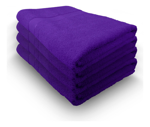 Toalla De Baño Extragrande De Algodón Gila Essentials 4 Pzas Color Morado Liso