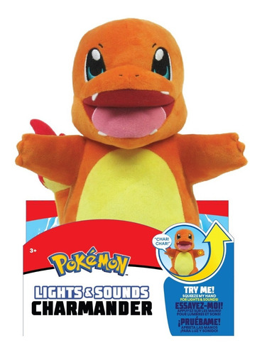 Imagem 2 de 5 de Pelúcia Pokémon 30 Cm - Charmander Com Luz E Som - Sunny