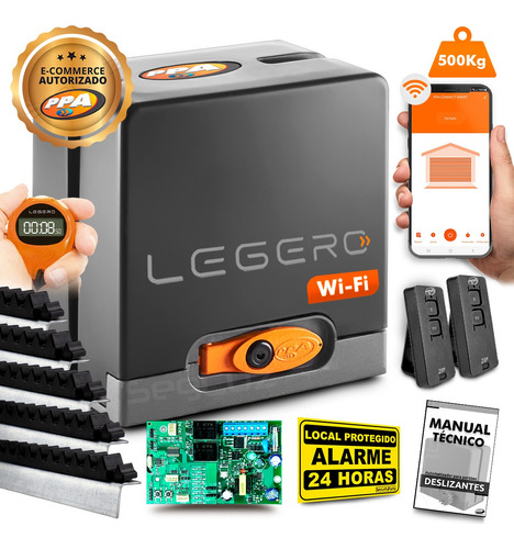 Kit Motor Ppa Dz Hub Legero Wifi 5m Crem App Portão 500kg