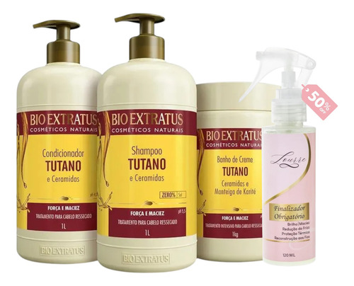 Kit Tutano Bio Extratus 1 Shamp+cond+banho 1l + Lourre 120ml