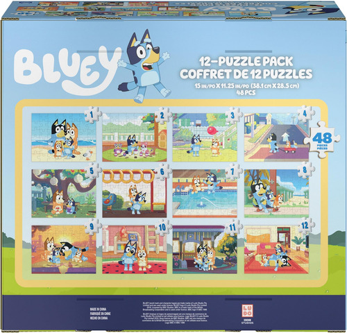 Bluey, Paquete De 12 Rompecabezas Para Familias, Niños Y Niñ