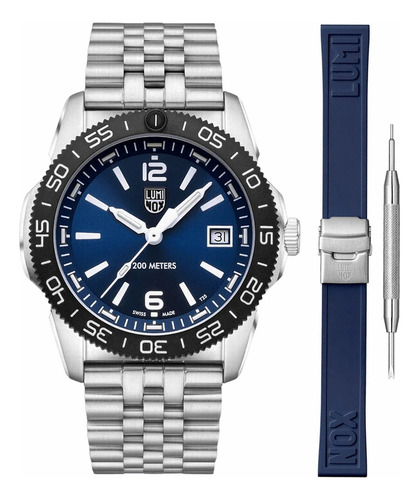 Luminox Reloj De Cuarzo Suizo Con Esfera Azul Y Correa De Acero Pacific DIver XS.3123M.SET