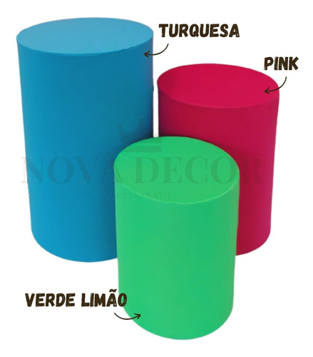 Imagem 8 de 10 de 2 Trios De Capas Para Mesas Cilindros Tecido Veste Facil
