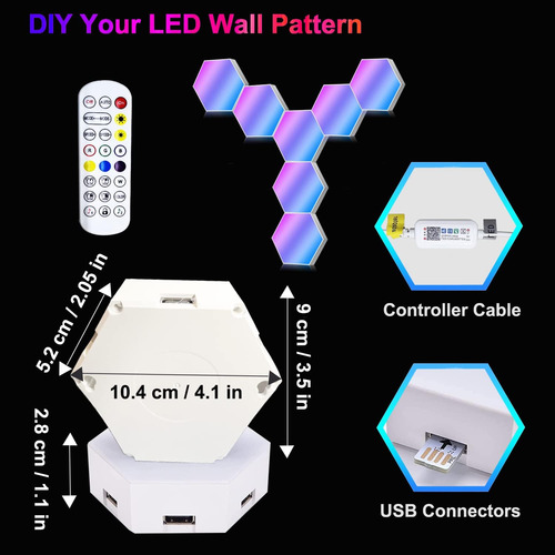 Paneles De Luz Hexágono Hicsezvy, Luces Hexágono Led Rgb Par