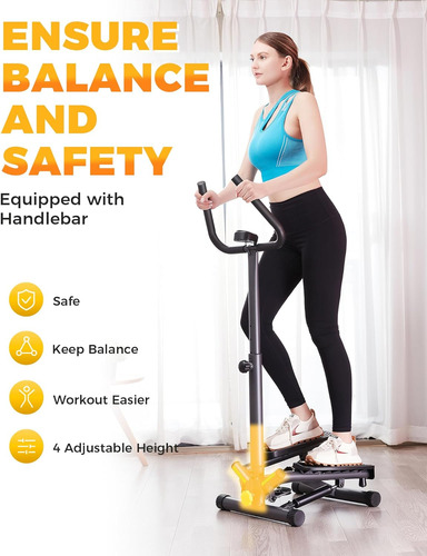 Stepper Machine With Resistance Bands, Mini Stepper Wit...