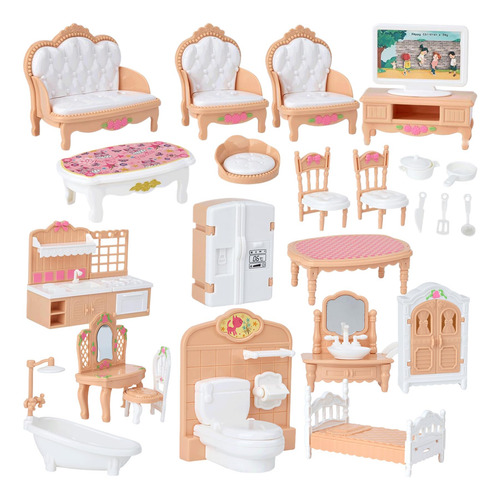 4 Sets Muebles Casa Muñecas Muebles En Miniatura Realistas