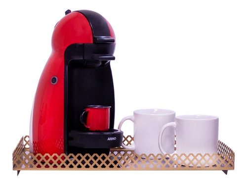 Imagem 2 de 4 de Bandeja Decorativa Alças Servir Máquina Café Xícaras Enfeite