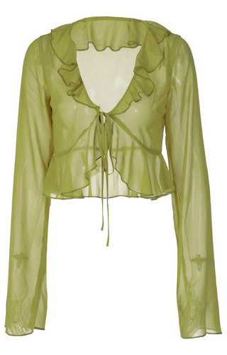 Blusa De Encaje Transparente Con Volantes, 2 Piezas