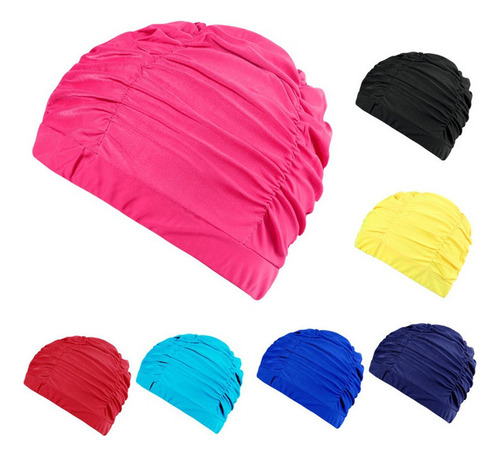 1x Aguas Termales Nadar Gorro De Baño Plisado Unisexo Nylon