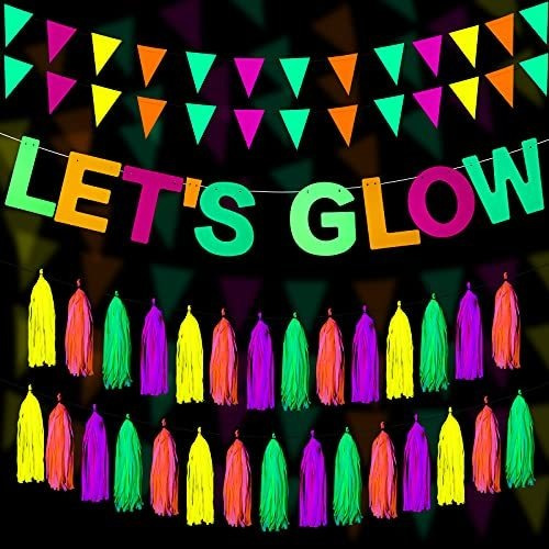 Banderines - Glow Neon Party Supplies Includes Let's Glow Ba