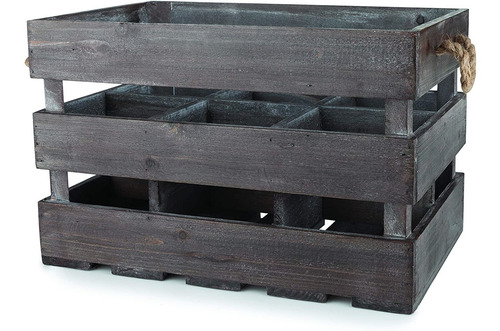 Twine Farm House Decor - Botellero Rustico De Madera Para 6