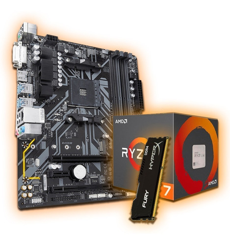 Combo Actualizacion Gamer Ryzen 7 2700 + Mother B450 + 8gb 