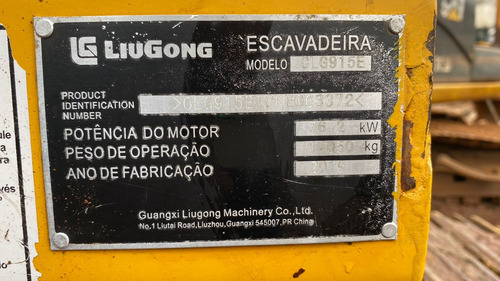 Escavadeira Liugong 915e 2019 Unico Dono 14 Ton. 9079 Hs Top