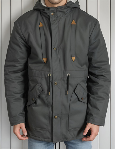 Parka Hombre Campera Abrigada Piel Corderito Capucha