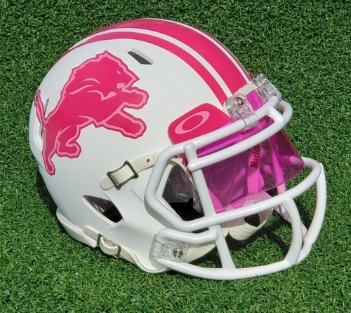 Detroit Lions Pink White Mini Casco Riddell + Visor