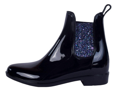 Botas Lluvia Caña Baja Mujer Chelsea Bottplie - Negro Glossy