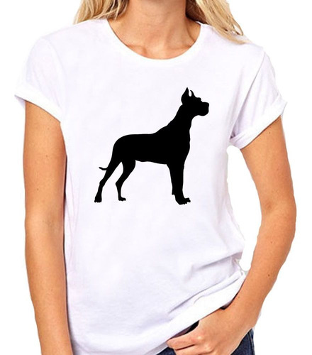 Remera De Mujer Gran Danes Silueta Vector Dog