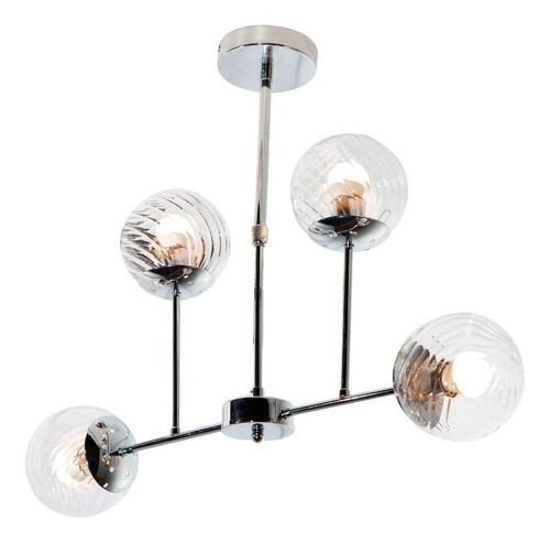 Imagen 1 de 8 de Lámpara De Techo Moderno Cromo 40w E27 4 Luces