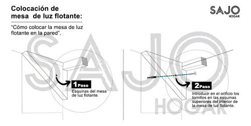 Kit 2 Mesa De Luz Flotante Moderna Con Cajon Estante Madera
