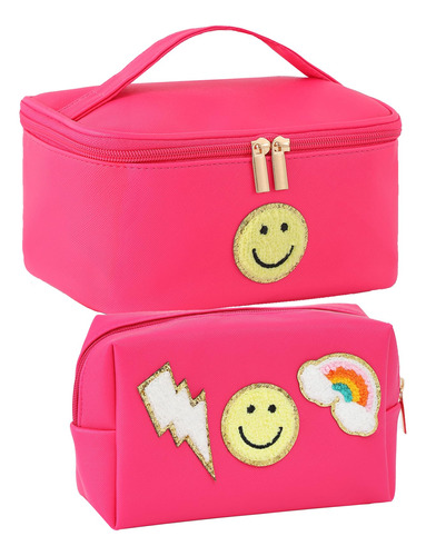 Waloner Preppy Patch - Bolsa De Maquillaje De Piel, Bolsa De