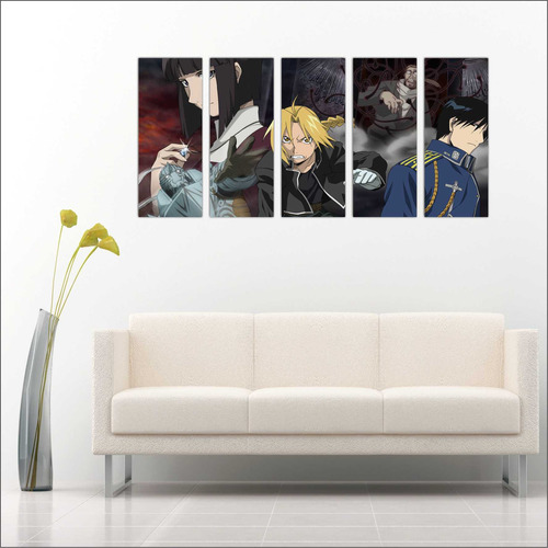 Quadro Decorativo Anime Fullmetal Alchemist 5 Peças G2