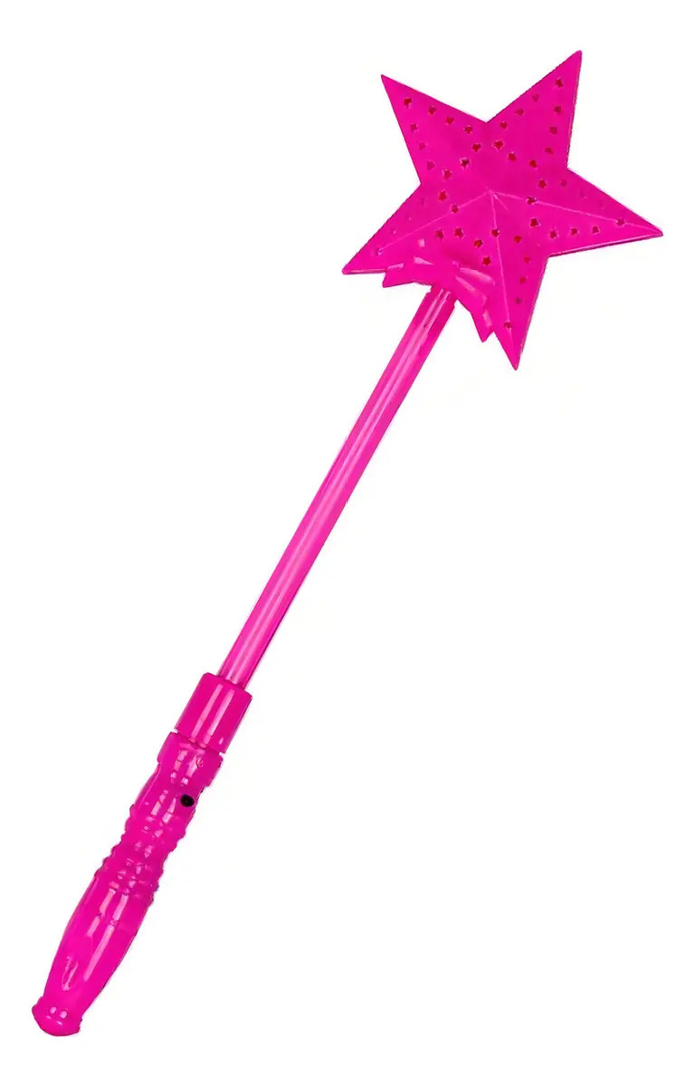 Varinha Mágica Estrela Fadinha Encantada Com Luz Led Cor Rosa-chiclete