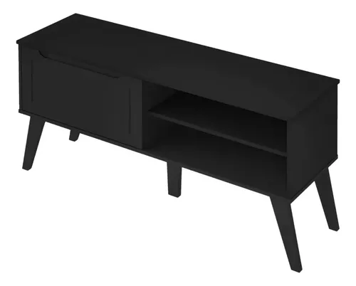 Rack Lotus Bancada Para Tv 60 Polegadas Com Porta Para Sala Premium Luxo Cor Preto