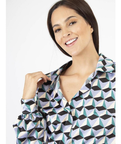 Imagen 5 de 6 de Blusa Camisera Retro Setentas Femenina Amad Mujer