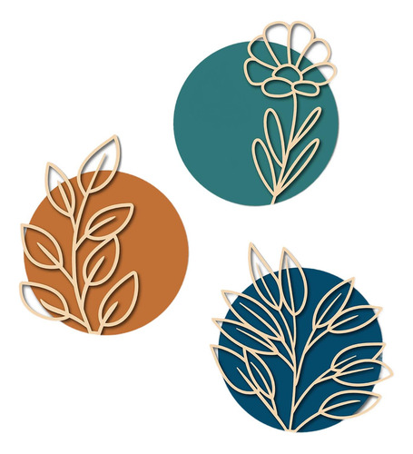 Arte De Pared De Madera De Hoja Boho Placas De Botánicas