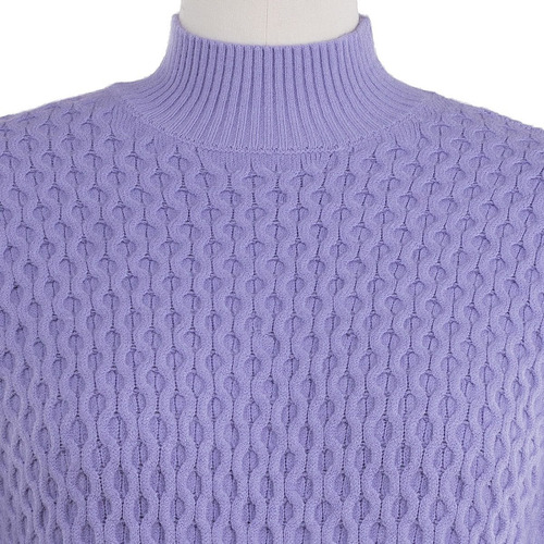 Imagen 4 de 7 de Sueter Cerrado Cuello Alto Tejido Cadena Fino Stretch Suave.