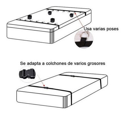 Kit 11 Piezas Ataduras Eróticas Cama Juegos Sadomasoquismo