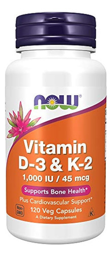 Now Foods Supplements Vitamin D3 K2 1000 Iu45 Mcg Plus Cardi