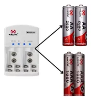 Comprar 2 Pilhas Aa 2 Pilhas Aaa Recarregável + Carregador Auto Stop