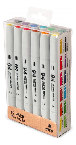 94 Graphic Marker Doble Punta Mtn Colors Pack 12 Colores