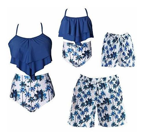 Family Matching Swimsuits Girls Two-piece Palm Bikini Rhw1f