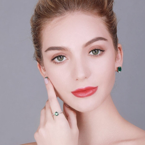 Anillo Mujer Compromiso Esmeralda Fabricado En Plata 925