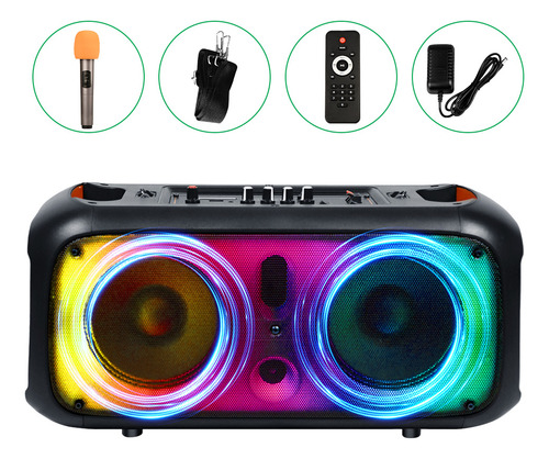 Bocina Bluetooth Inalámbrica Audio Altavoz Bocinas Para Exterior Baterías De Litio Recargables Subwoofer Altavoz Bluetooth Con Micrófonos Rgb Luces Radio Fm