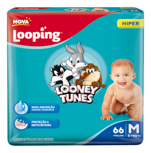Kit Com 4 Pacotes De Fralda Looping Looney Tunes Hiper