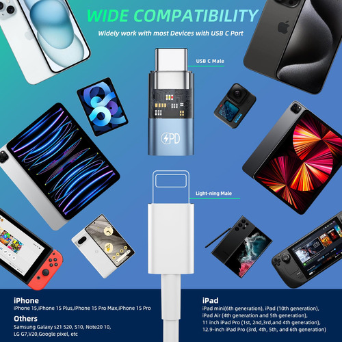 Duhesin - Adaptador Lightning Hembra A Usb C Macho (paquete