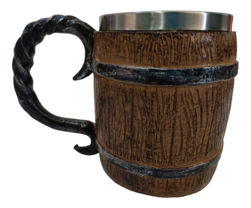 Imagem 4 de 4 de Caneca Barril Medieval Em Resina Inox 400ml - Chopp,cerveja