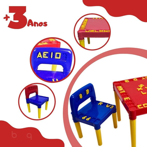 Imagem 3 de 4 de Mesa Infantil Com 2 Cadeira Educativa Para Crianças 3827
